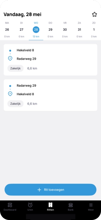 Rittenregistratie De App